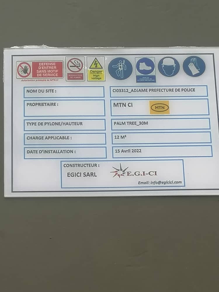 Panneau d'identification de site